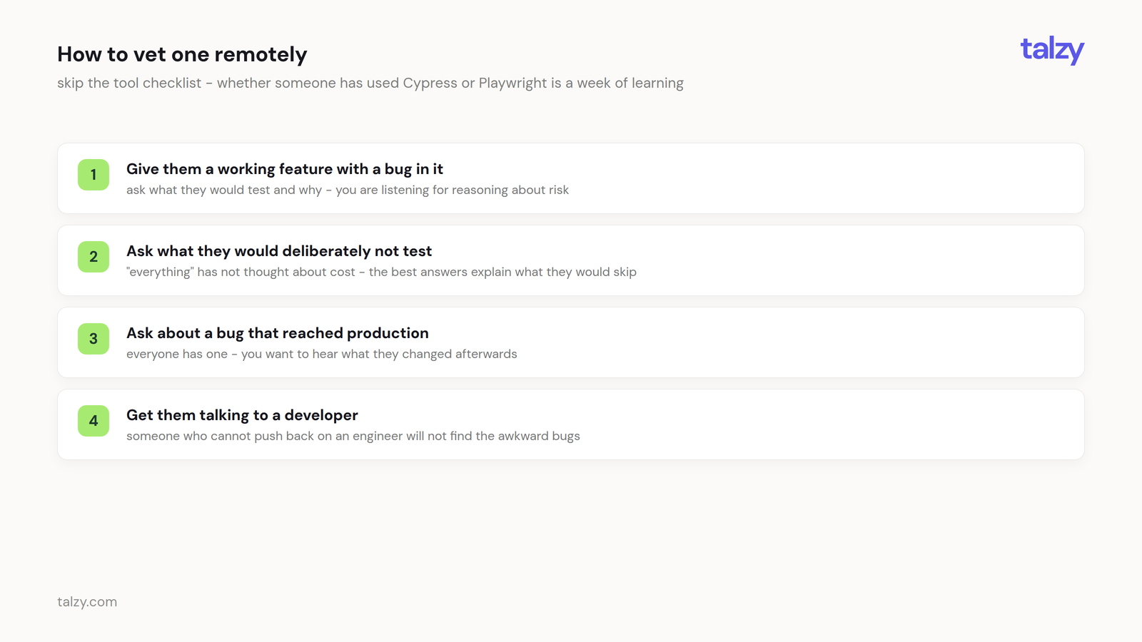 Four questions that tell you more about a QA engineer than a tool checklist